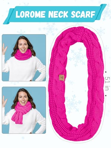 LOROME Winter Beanie Hat Scarf Gloves, Warm Fleece Knit Neck Scarf Set Gift | Hats Gloves Scarf Set, Touchscreen Gloves, Universal Size Neck Scarf Set Winter Gifts for Unisex Adult Winter Wear - color: Rose Red