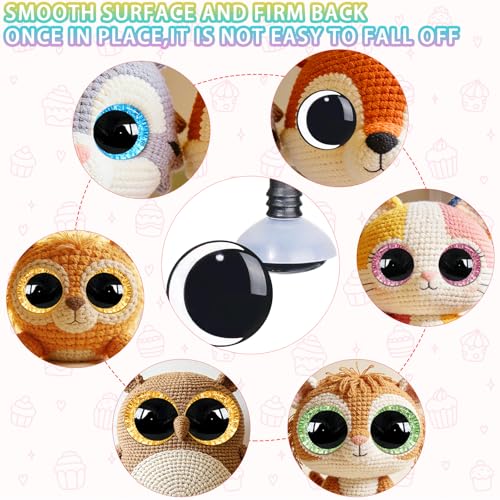 MUCUNNIA 20pcs 45mm Clear Moon Safety Eyes for Crocheting With Washers Clear Safety Eyes for Amigurumi 3D Large Crochet Safety Eyes Clear Safety Eyes for Painting Teddy Bear Crochet Toy Christmas Deco - size: 45mm