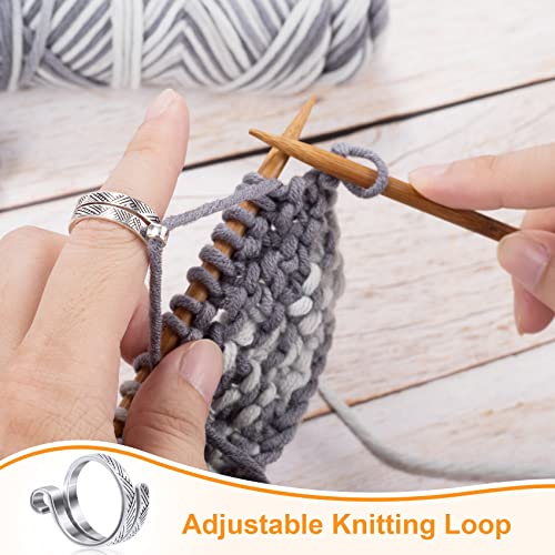 ANCIRS 6 Pack Knitting Crochet Loop Ring for Fingers, Adjustable Crochet Tension Ring, Metal Open Yarn Guide Finger Holders, Knitting Thimbles for Crochet- 3 Gold & 3 Silver - color: 3 Gold+3 Silver