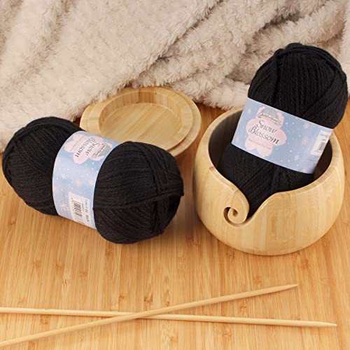 JubileeYarn Snow Blossom Yarn - DK Superwash Wool - Black - 2 Skeins - color: 01 Black, size: 2 Skeins