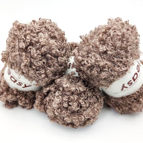Teddy Fur Curly Yarn, 3 Skeins (150g/5.3oz Total, 15mm Thick), Chunky Faux Fur Eyelash Yarn, Super Soft Fluffy Yarn for Doll Hair Weaving, Crochet, Knitting, Amigurumi (Dusty Rose) - color: Dusty Rose