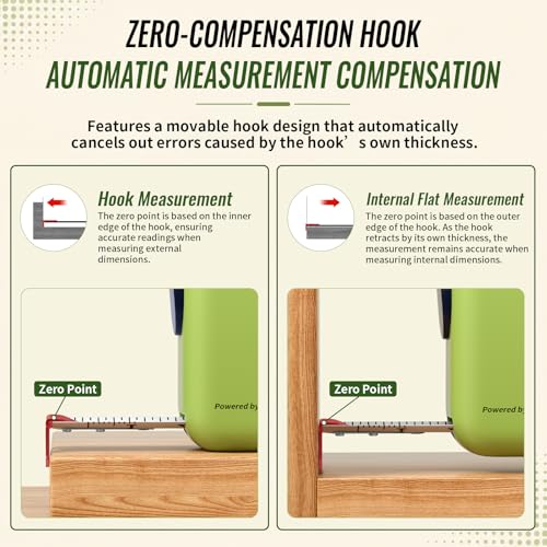 GRENPRO Self-Locking Tape Measure, 10ft/3m Dual Scale, Stiff Blade Green | Shock-absorbent ABS case, nylon coating, rigid blade extends straight without sagging, for carpentry, layout & renovation - color: Green