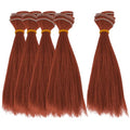 DICOSMETIC 5Pcs Doll Wig Doll Hair 15.5cm Straight Short Doll Hair High Temperature Fiber Doll Hair Wefts Doll Making Kits Doll Hair Extensions Brown Faux Hair Replacement for Doll Hair Crafts - color: Brown