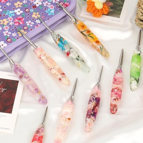 Coopay Floral Crochet Hook Set, 9Pcs Crochet Hooks with Case (2.5mm-6.5mm) | Soft Grips Crochet Needles- Smooth & Ergonomic, Great for Crocheting Blankets, Dolls, Shawls, Hats, Scarves(C-K) - size: 9 Sizes (2.5mm-6.5mm)