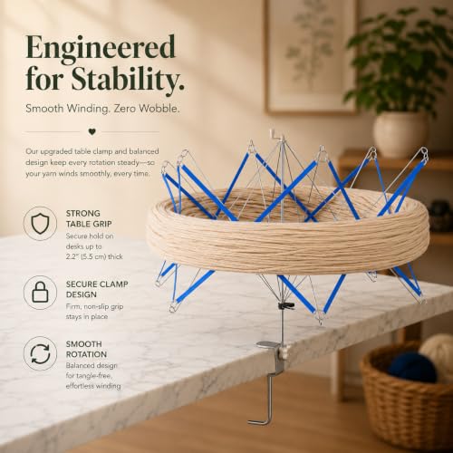 ClarArti - Yarn Swift – Smooth Rotating Umbrella Swift for Knitting, Crochet, Skeins & Hanks