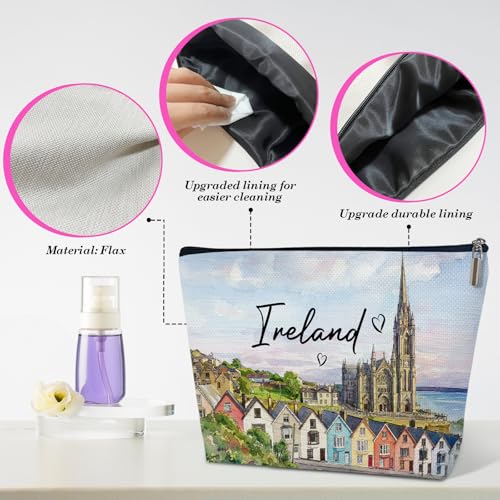 Ireland Makeup Bag for Women, Irish City Travel Gifts | Travel Essential Cosmetic Pouch for Purse, Ireland Souvenirs Bag for Traveller Lovers - color: multicolor0205