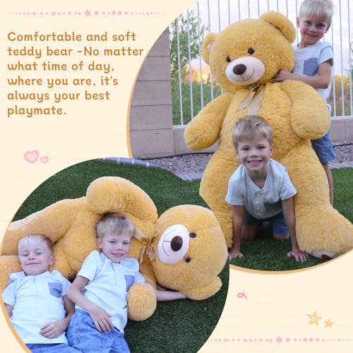 MorisMos 47inch Giant Teddy Bear Stuffed Animal 4ft, Large Teddy Bear Plush, Big Stuffed Bear Gifts for Kids, Girls, Girlfriend, Women on Baby Shower, Valentine, Christmas, Birthday (Light Brown - color: Light Brown, size: 4 ft