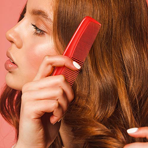 Leinuosen 12 Pieces Pocket Hair Combs, Fine Tooth Combs, Red | Plastic Hair Care for Men Women, Portable Travel Size, for Barber Salon Hair Dressing Use, Not Breakable, Peines Para Cabello - color: Red