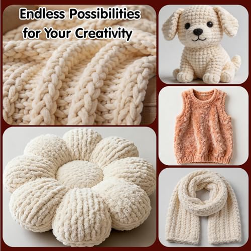 Super Bulky Baby Blanket Yarn for Crocheting - 4 Skeins(Weight Per Roll 200g/7oz, 75m/82yd), Chunky Chenille Thick Plush Big Soft Yarn for Crocheting Knitting Blankets (4, Coffee) - color: Coffee