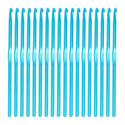 VOCOSTE 18pcs 5.0mm Crochet Hooks, US Size 8 Crochet Knitting Needles for DIY Craft Yarn, Contribute to Beginners - color: Blue, size: 5.0mm