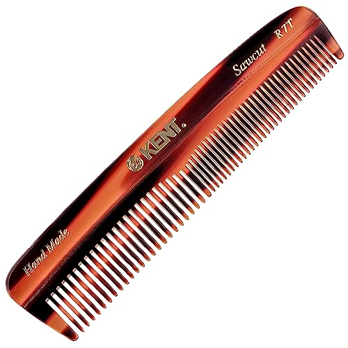 Kent R7T Fine and Wide Tooth Handmade Pocket Comb, Sawcut Comb for Men's Beard and Mustache Grooming, Made in England (5.1") - color: Tortoiseshell, size: 3 Pack