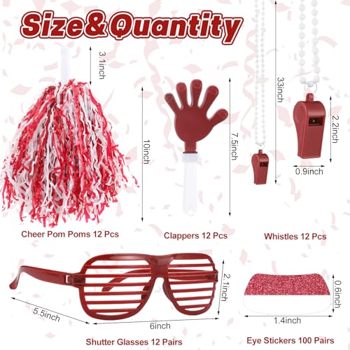 Realspring 148 Pcs Team Spirit Accessories for Sport Events - color: Burgundy White