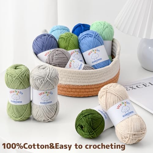 20 Pack of Fluffy Cotton Yarn for Crocheting and Knitting, 35.27oz/2620yds 100% Cotton Yarn, 5 Ply Soft Crochet Amigurumi Yarn for DIY Crafts&Puzzle,Socks,Hats.(Set B) - color: 20 B