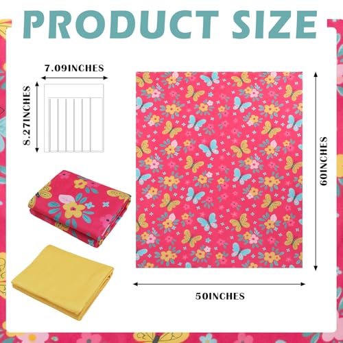 HunnmingRe 3 Pcs No Sew Blanket Kit,Butterfly and Flowers,Rose Pink | DIY Fleece Tie Blankets Kit Include 50x60 Inch No Sew Fleece Fabric and Ruler Template DIY Throw Making for Bed Couch - color: Rose Pink, style: Butterfly and Flowers