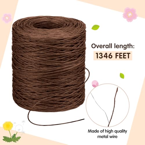 Syhood 1345 Feet Floral Vine Bind Wire Rustic Craft Wire, Brown | For DIY Craft Wrapping, Flower Bouquets Garland Arrangements, , Christmas Wreath Making - color: Brown, size: 1345 Feet
