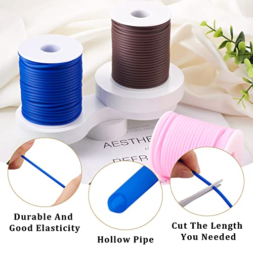 Beadthoven 3mm Hollow Pipe Rubber Tube Cords, 27Yards Barber Cord for Knitting Stitch Holder, Tubing Rubber Cord with Spool for Bracelet Jewelry Making DIY Crafts 1.5mm Hole - Blue - color: Blue, size: 3mm