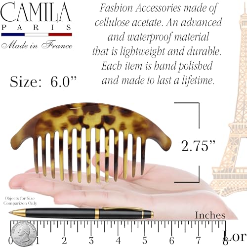 Camila Paris CP2877/2 French Hair Side Combs, Tokyo, Interlocking Combs French Twist Hair Combs, Strong Hold Hair Clips for Women Bun Chignon Up-Do, Styling Girls Hair Accessories, Made in France - color: Tokyo