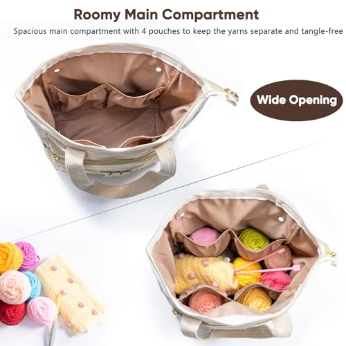 Initial Personalized Corduroy Yarn Bag Tote - Yarn Holder & Crochet Organizer for Hooks, Accessories & Projects - size: J