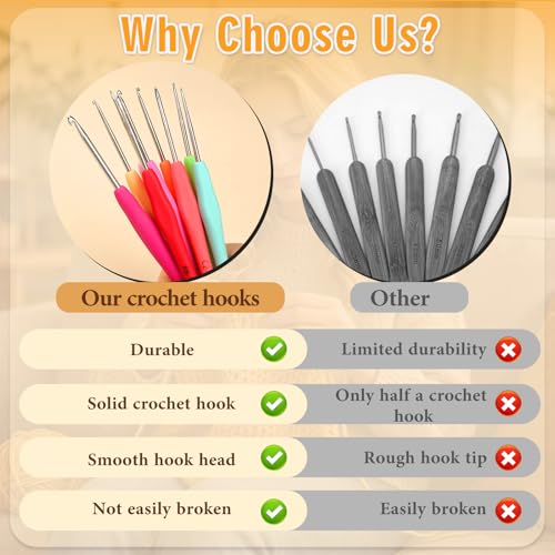 SHWAKK Crochet Hook, 2.25 mm Ergonomic Crochet Hooks for Arthritic Hands | Crochet Needles, Knitting Needles with Soft Handle Beginners and Experienced Hobbyists - size: 2.25mm
