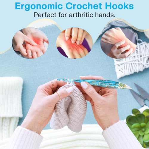 5mm Crochet Hook, Ergonomic Crochet Hooks with Floral Resin Grips | Stylish and Unique Knitting Needles ,Crochet Needles for Beginners, Arthritic Hands and Professional - size: 5.0mm