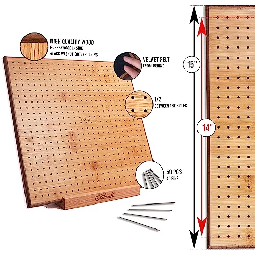 Olikraft 14-inch Crochet Blocking Board with 50 Pins and Wooden Yarn Swift - Durable Granny Square Blocking Board and Lightweight Yarn Swift for Effortless Crocheting and Knitting Projects