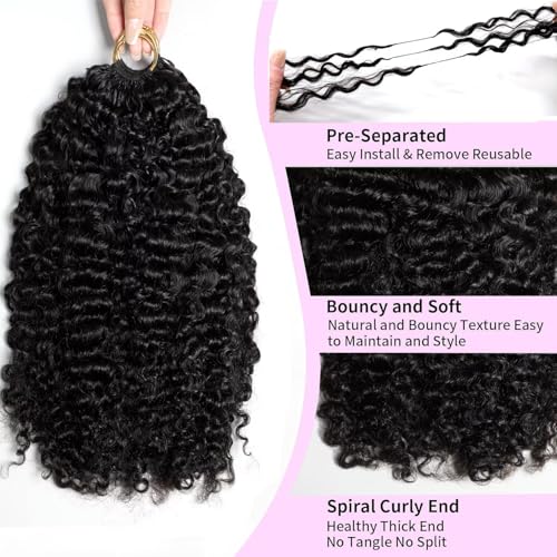 Feather Crochet Human Hair 20 Inch Crochet Burmese Curly 15A 100% Human Hair Bundles 120g 80 Strands Pre-Separated Crochet Hair for Black Women Burmese Curly Invisible Crochet Hair Extensions - color: Burmese Curly Crochet Hair, size: 20 20 Inch