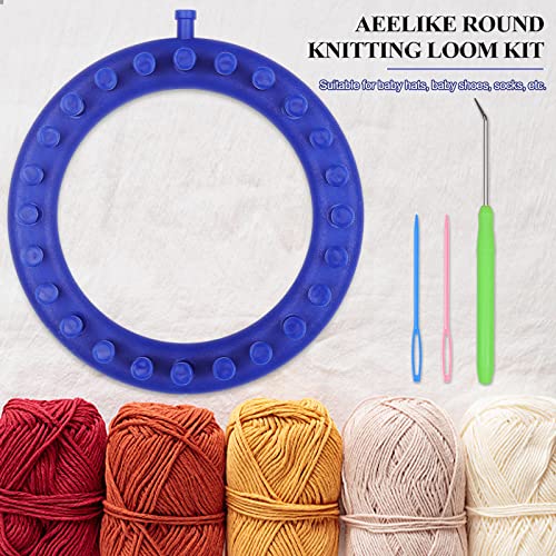 Aeelike Round Knitting Loom for Hat Socks DIY Crafts, 5.5inch | Round Knitting Loom Kit with Removable Pegs, Beginners Knitting Kit for Hats Socks Scarves DIY Crafts, Idel Gift - color: Blue-5.5inch, size: 1pcs