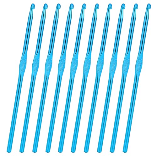 10Pcs 5mm Crochet Hook, Aluminum Knitting Needles Craft Yarn, Crochet Hook for DIY Craft, Gold Crochet Needles for Knitting Scarf(Blue) - color: 5MM Blue
