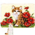 MIAOLLUN Latch Hook Kit Rug, Latch Hook Kits Cat with Pre-Printed Pattern for Adults and Kids 52X38cm/20.4 Inch X15 Inch - color: Flower Cat