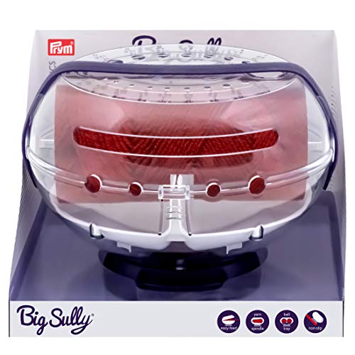 Prym Big Sully Travel Yarn Holder for Knitting & Crochet, Prevents Tangles with 6 Yarn Channels, Needle Gauge, Yarn Spindle, Non-Slip Base & Hidden Storage | Prevents Tangles with 6 Yarn Channels, Needle Gauge, Yarn Spindle, Non-Slip Base & Hidden Storage