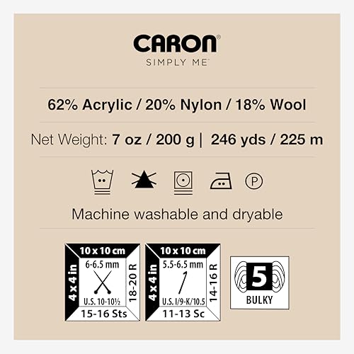 Caron Simply Me Citrine Yarn - 2 Pack of 200g / 7oz - 62% Acrylic 20% Nylon 18% Wool - #5 Bulky - 246Yards - Knitting/Crochet - color: CITRINE