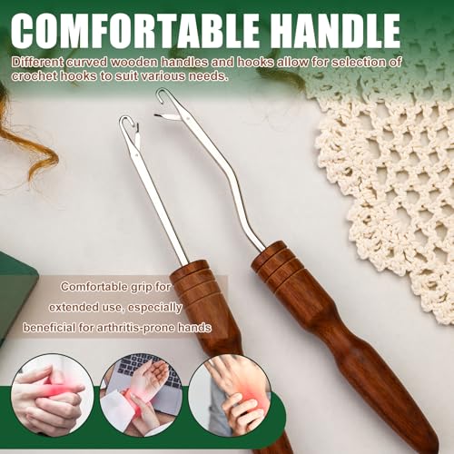 BALDCC 2 Sizes Wooden Latch Hook, Bent Latch Hook Tools for Hair | Crochet Hooks for Hair, Rug Hook, Latch Hook Tools for Micro Braids, Hair Extension, Rug Making and Crochet Crafts (Type 3) - color: Type 3, size: 2 Sizes Latch Hook