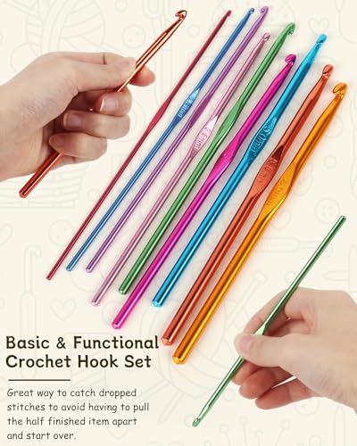 Coopay Crochet Hooks Set-19PCS Metal Crochet Needles with Stitch Markers | Ergonomic Crochet Hook for Comfortable Crocheting and Arthritic Hands(2.0mm/2.5mm/3.0mm/3.5mm/4.0mm/4.5mm/5.0mm/5.5mm/6.0mm) - color: Multicolor Aluminum Hook Set