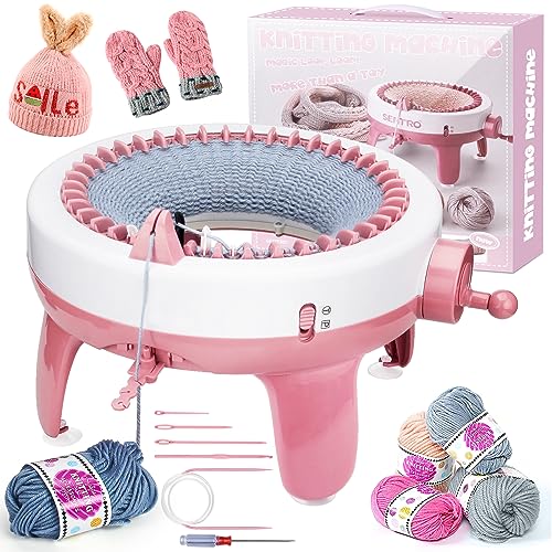 Knitting Machine 40 Needles,Smart Loom Knitting Machine with Row Counter | Knitting Board Rotating Double Knit Loom Machine for 𝐀𝐝𝐮𝐥𝐭𝐬 Gift,DIY Knit Scarf Hat Sock(with Wool) - size: 40 Needles