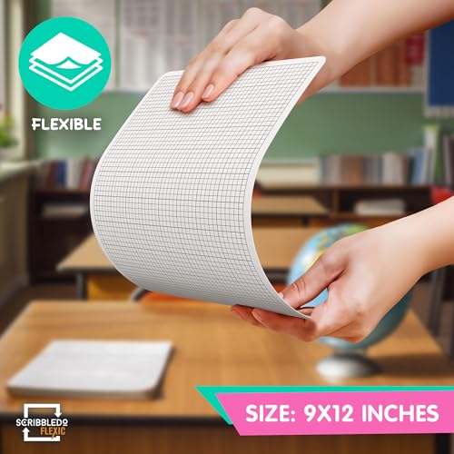 SCRIBBLEDO Small Grid Dry Erase Sheets 9”x12” Math Practice Small White Board Sheets Math Manipulatives Quad Graph Whiteboard Sheets Math Supplies Homeschool Teacher Students Classroom Pack of 10 - color: Small Grids