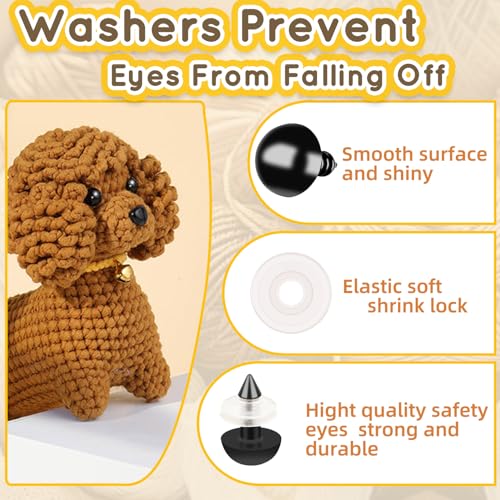 400Pcs Safety Eyes for Crochet Eyes Amigurumi，10mm Safety Eyes for Stuffed Animals, 200pcs Washers whth 200pcs Plastic Craft Eyes for Crocheting Doll Eyes Making - color: 10MM 400pcs
