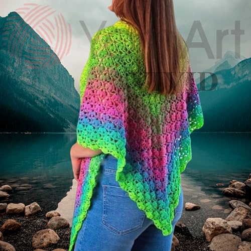 Yarn Art Flowers Vivid Yarn 250gr 8.80 oz 1094yds 55% Cotton 45% Acrylic Multicolor Cotton Fine Yarn Rainbow Crochet Spring Summer (506) - color: 506