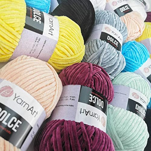 Yarn Art Dolce Yarn 100% MicroPolyester Velvet Blanket Amigurumi Super Bulky :6 Baby Chenille Yarn (1 Skein, 744-LILAC) - color: 744-LILAC