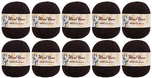 100% Cashmere Wool Yarn (Pack of 10) by Yonkey Monkey 500gr Imported Knitting Crochet (Coffee 26) - color: Coffee 26