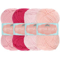JubileeYarn Cotton Select Yarn - 50g/Skein Sport Weight - Shades of Pink - 4 Skeins - color: Shades of Pink, size: 4 Skeins
