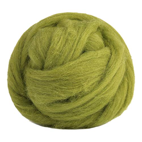 3.53oz Needle Felting Wool Roving Wool for Felting Wool Felting Supplies | Grass Green Pure Wool Chunky Yarn Spinning Wool Roving for Needle Felting Wet Felting Diy Hand Spinning - color: grass green