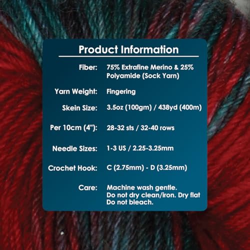 KnitPro Symfonie Fingering Weight Merino Wool Yarn 100g, Old Delhi | 75% Extrafine Merino & 25% Polyamide, 438yds, OEKO-TEX Certified, Superwash, Colorfast, #1 Yarn Skein for Knitting & Crochet - color: Old Delhi
