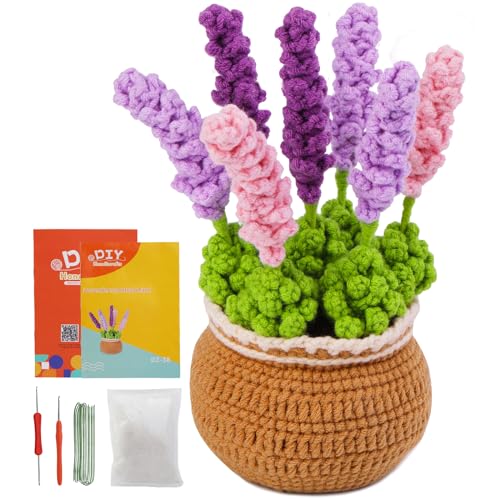 kgxulr Crochet Kit, Crochet Kit for Beginners Flowers, Purple Lavender | Crochet Kit for Beginners Flowers, Beginner Crochet Kit for Adults, Birthday Party, Wedding, Mother's Day or Thanksgiving - color: Purple Lavender