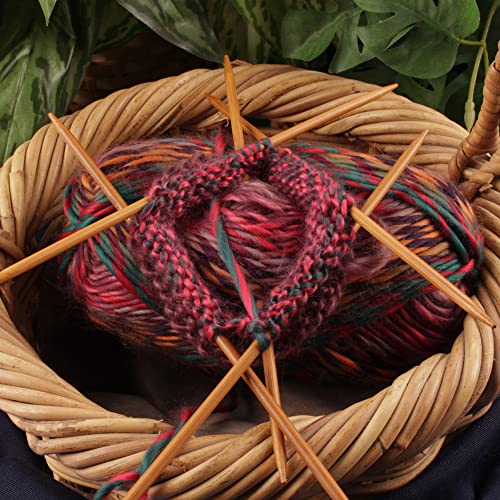 JubileeYarn 9" Double Point Bamboo Knitting Needles Set | 15 Sizes: 2mm(US0)-10mm(US15) | 5 Needles/Size | Carbonized Brown - color: 75 Pcs (15 Size) - Carbonized, size: 9-Inch