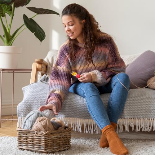 ARTIBETTER Wooden French Knitter Hand-Painted Spool & Needle 2 Sets | Wood Craft for Home, Easy Yarn Weaving Fixes Boredom - Kids Kit Makes Cord Quickly
