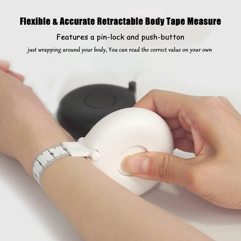 Tape Measure Body Measuring Tape 80inch/205cm Lock Pin Retract Tape Measure for Tailor Fitness Clothes Sewing Handcrafts Weight Loss Body Measurement - color: White,Black,White