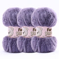 3 Skeins Faux Fur Yarn Soft Fluffy for Crocheting - Chunky Fuzzy Yarn for Crochet Amigurumi, Blankets, Scarves and Sweaters - Each 3.5 oz/100 g, 71 yds/65 m (3, Purple-Gray) - color: Purple-Gray