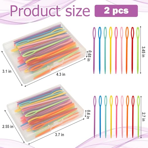100 Pcs 2.7" & 3.5" Large Eye Plastic Sewing Needles, Yarn Needles, Tapestry Needle Weaving Darning Needles Safety Plastic Lacing Needles Crochet Accessories for DIY Beginner Sewing Handmade Crafts