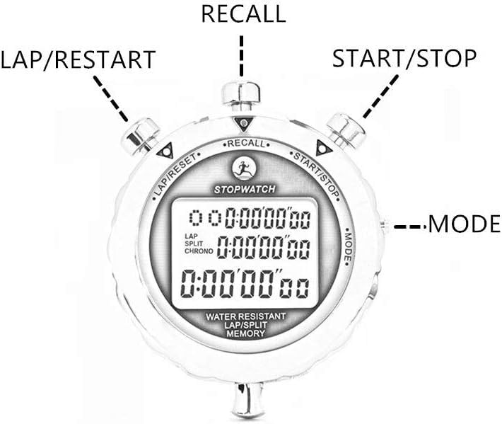 Stopwatch, Metal Stop Watch for Sports 10/100/400 Laps, Stopwatches Timer for Coach Sports Running with 0.01second & 0.001second Timing, Conutdown, Alarm - color: 400 Lap Metal