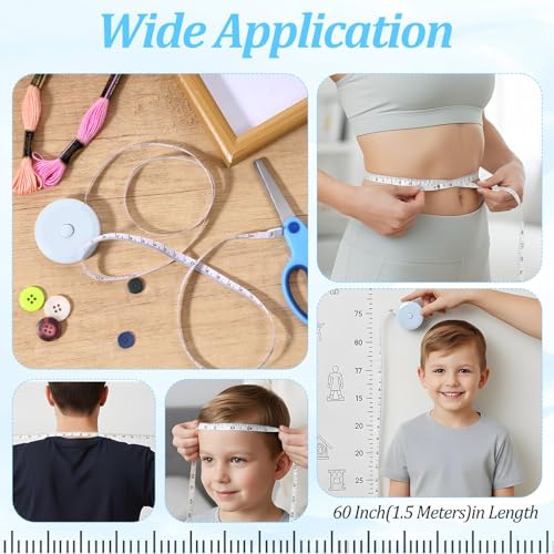 50 Pcs Tape Measure Retractable Measuring Tape Soft Small Measurement Mini Sewing Fabric Measurer Flexible Pocket Cloth Fabric Measurement Digital for Body (60 Inch)